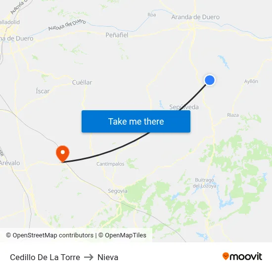 Cedillo De La Torre to Nieva map