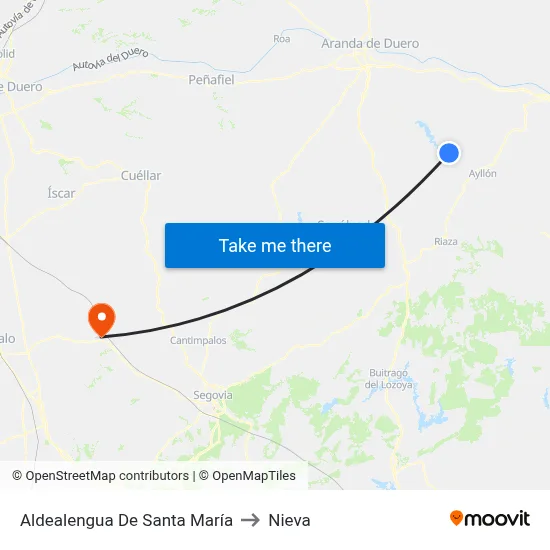Aldealengua De Santa María to Nieva map
