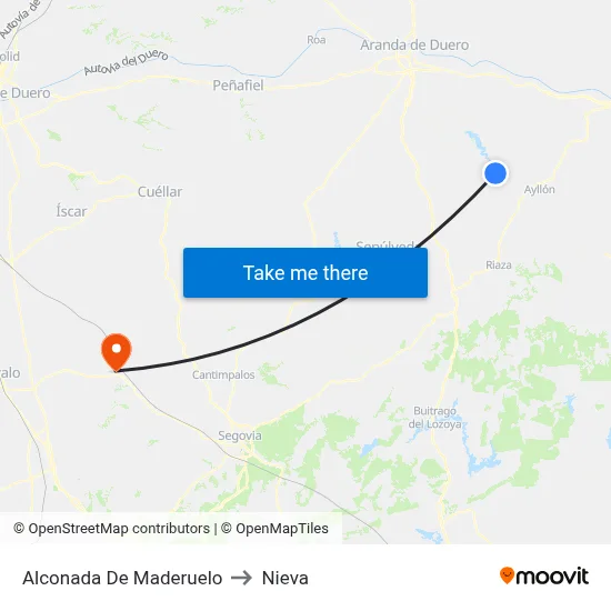 Alconada De Maderuelo to Nieva map