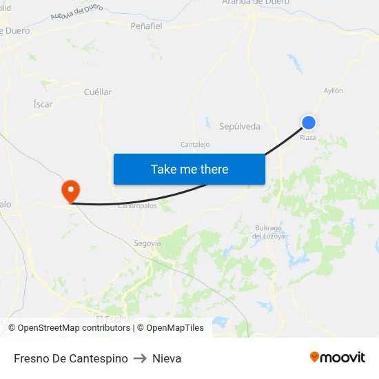 Fresno De Cantespino to Nieva map