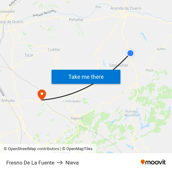 Fresno De La Fuente to Nieva map