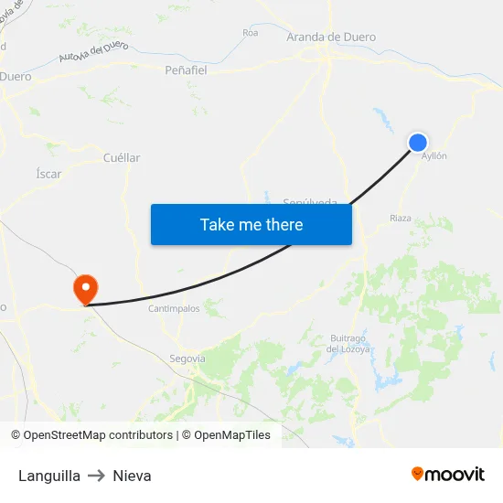 Languilla to Nieva map