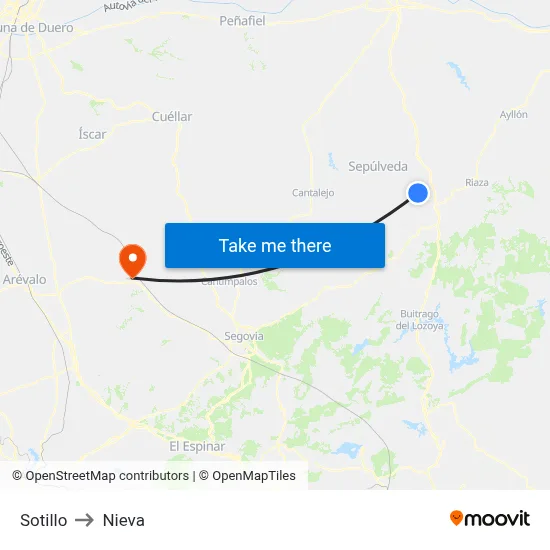 Sotillo to Nieva map