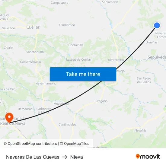 Navares De Las Cuevas to Nieva map