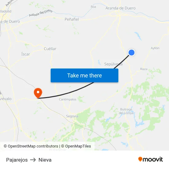 Pajarejos to Nieva map