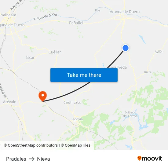 Pradales to Nieva map