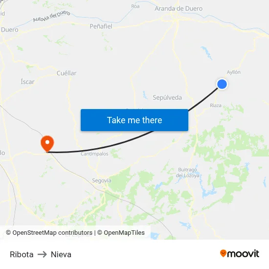 Ribota to Nieva map