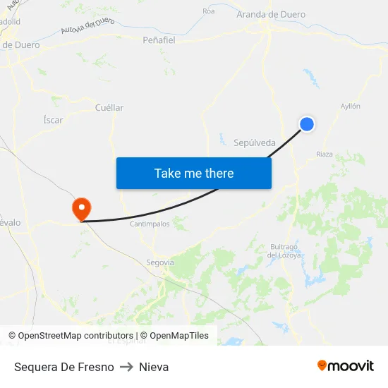 Sequera De Fresno to Nieva map
