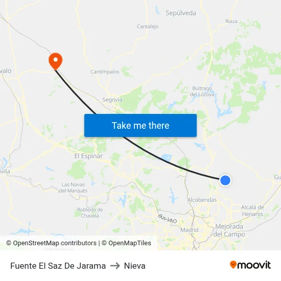 Fuente El Saz De Jarama to Nieva map