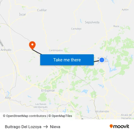 Buitrago Del Lozoya to Nieva map