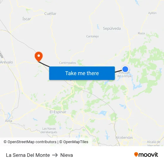 La Serna Del Monte to Nieva map