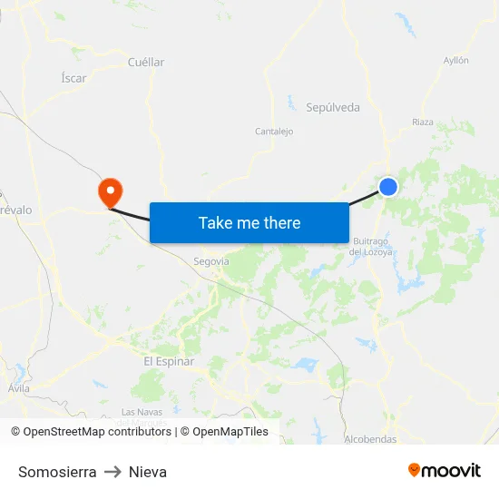 Somosierra to Nieva map
