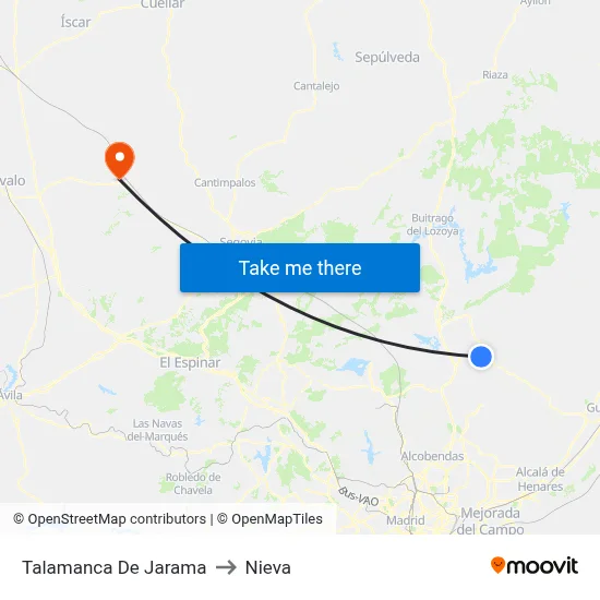 Talamanca De Jarama to Nieva map