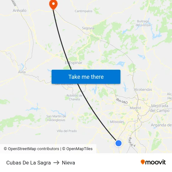 Cubas De La Sagra to Nieva map