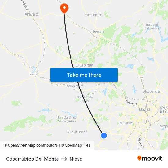 Casarrubios Del Monte to Nieva map