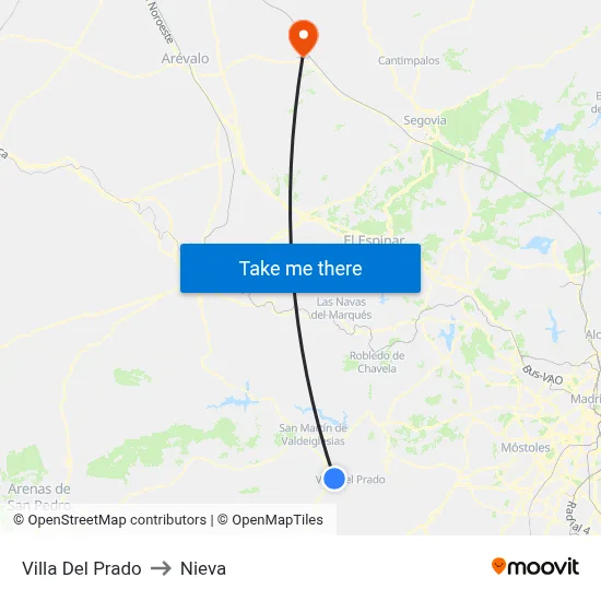 Villa Del Prado to Nieva map