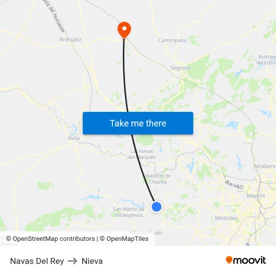 Navas Del Rey to Nieva map