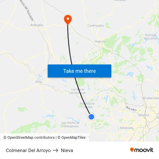 Colmenar Del Arroyo to Nieva map