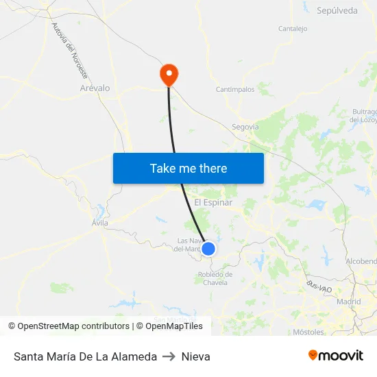 Santa María De La Alameda to Nieva map