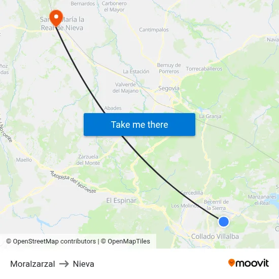 Moralzarzal to Nieva map