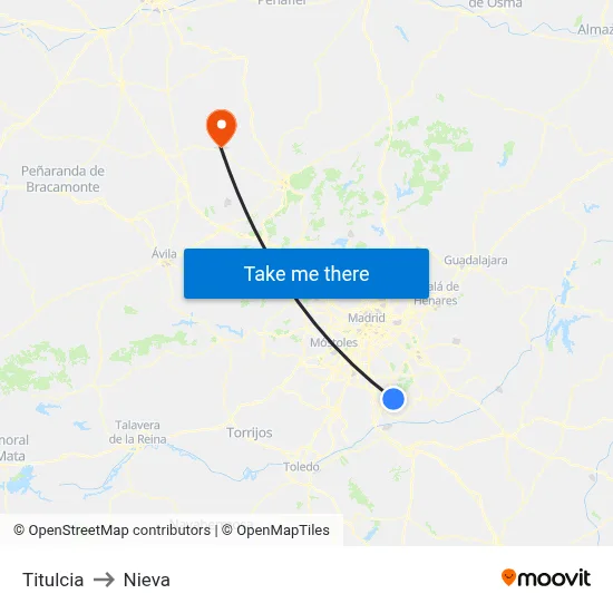 Titulcia to Nieva map