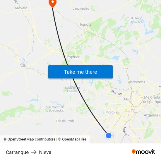 Carranque to Nieva map