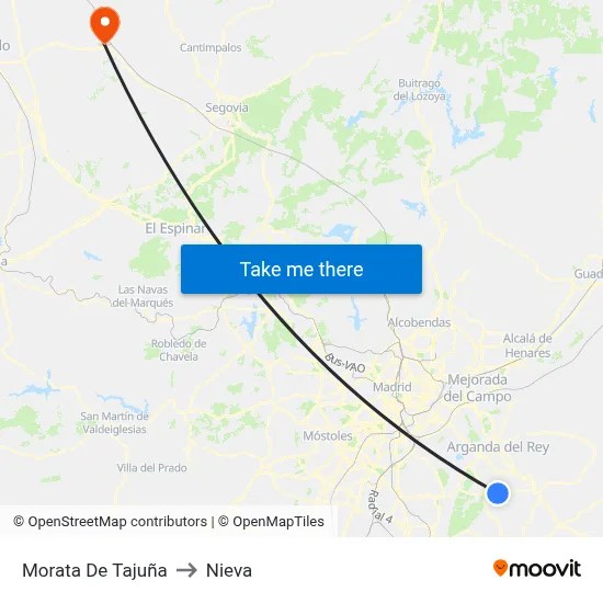 Morata De Tajuña to Nieva map