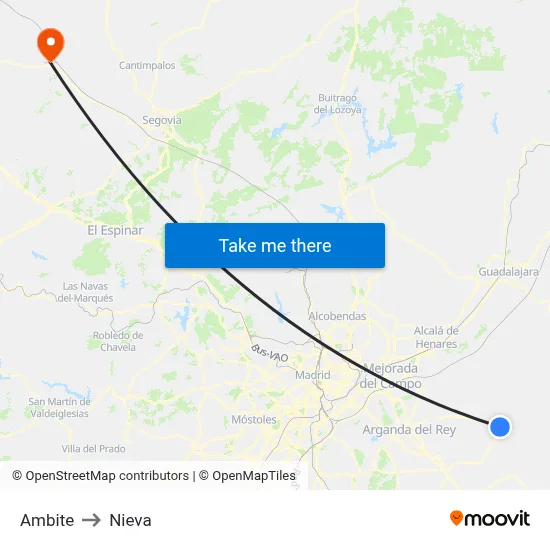 Ambite to Nieva map