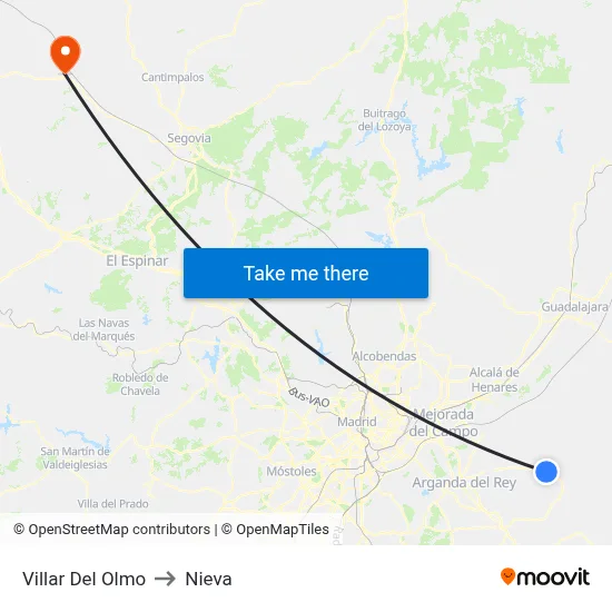 Villar Del Olmo to Nieva map