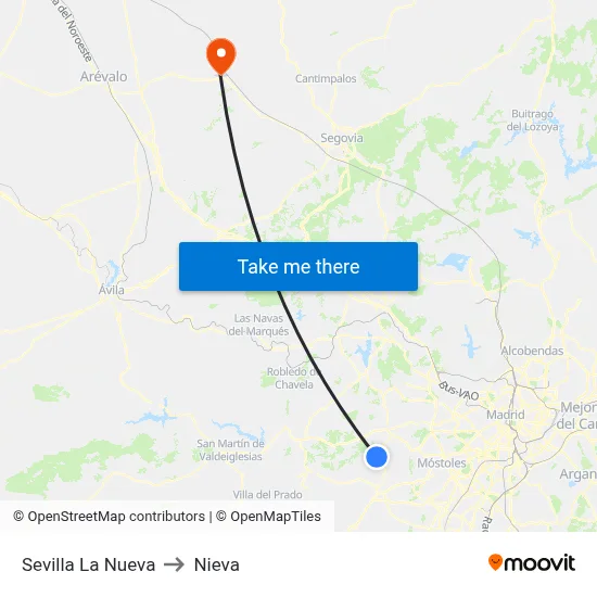 Sevilla La Nueva to Nieva map