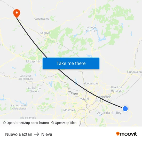 Nuevo Baztán to Nieva map