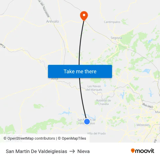San Martín De Valdeiglesias to Nieva map