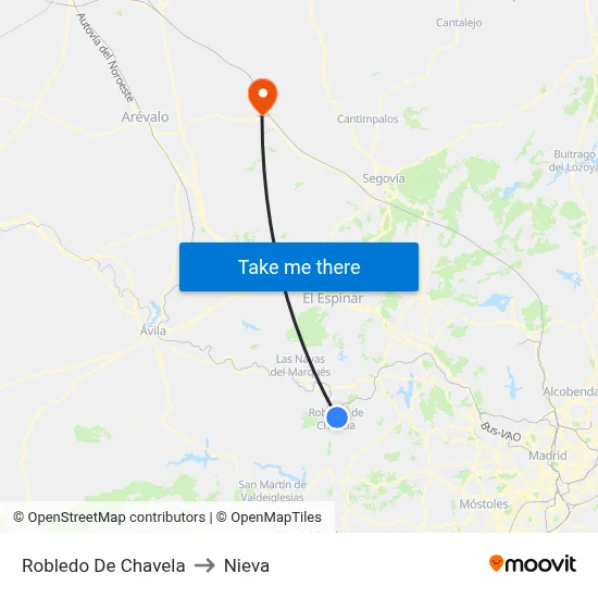 Robledo De Chavela to Nieva map
