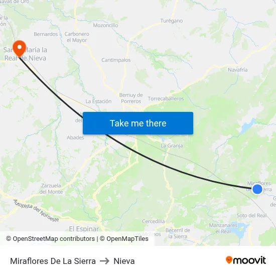 Miraflores De La Sierra to Nieva map