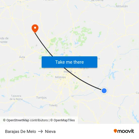 Barajas De Melo to Nieva map