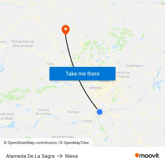 Alameda De La Sagra to Nieva map