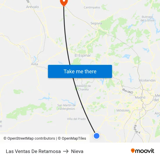 Las Ventas De Retamosa to Nieva map