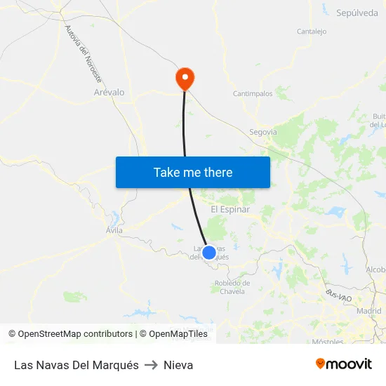 Las Navas Del Marqués to Nieva map