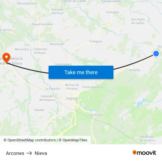Arcones to Nieva map