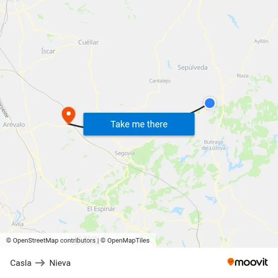 Casla to Nieva map