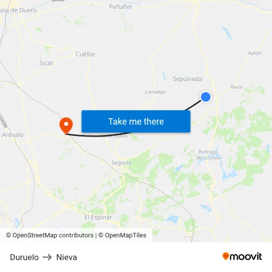 Duruelo to Nieva map