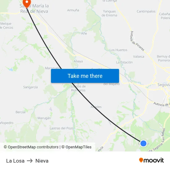 La Losa to Nieva map