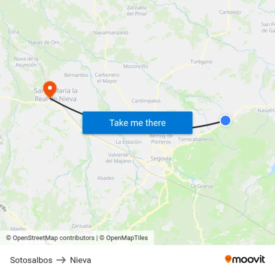 Sotosalbos to Nieva map