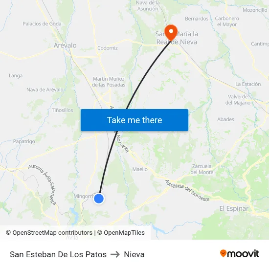 San Esteban De Los Patos to Nieva map