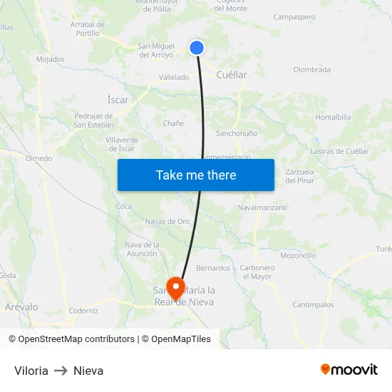 Viloria to Nieva map