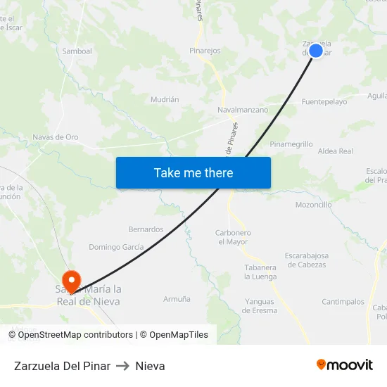 Zarzuela Del Pinar to Nieva map