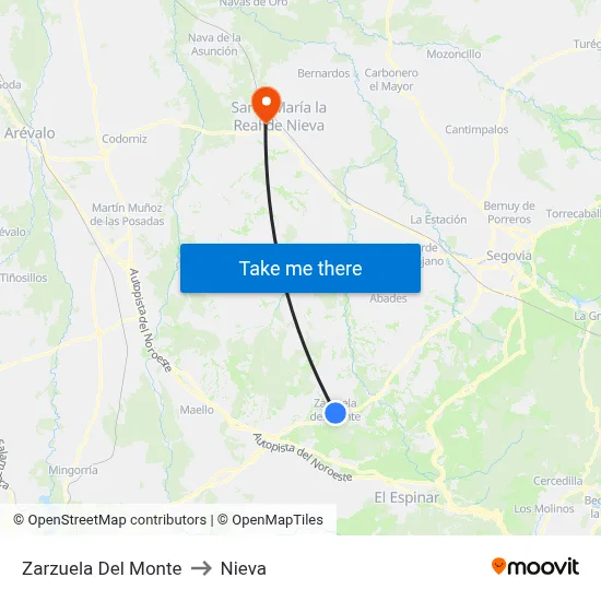 Zarzuela Del Monte to Nieva map