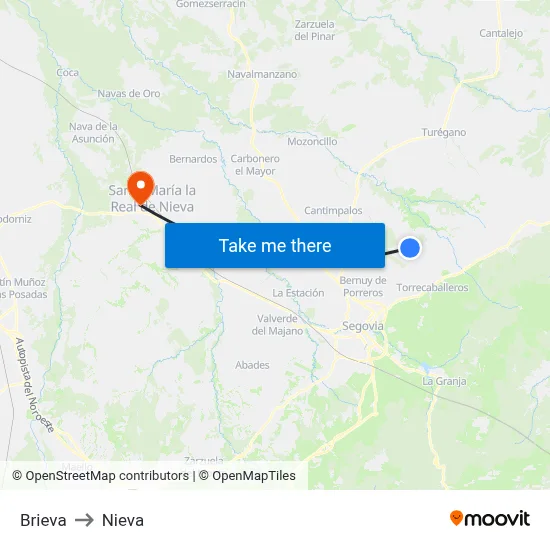 Brieva to Nieva map