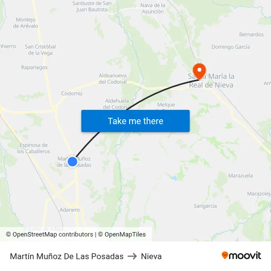 Martín Muñoz De Las Posadas to Nieva map