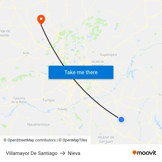 Villamayor De Santiago to Nieva map
